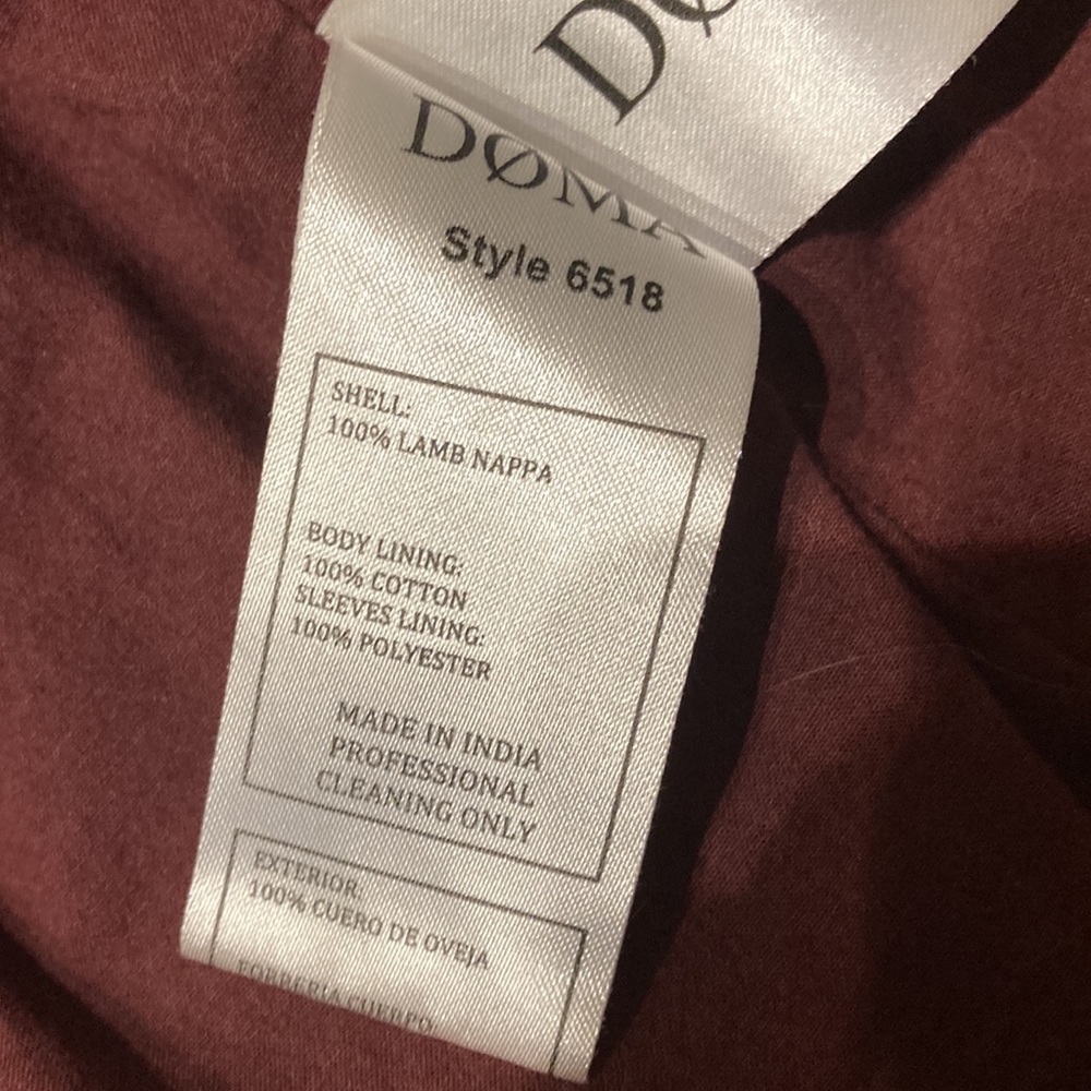 DOMA Biker Real Lamb Nappa Leather Jacket XS - Burgundy/Oxblood - Picture 8 of 9